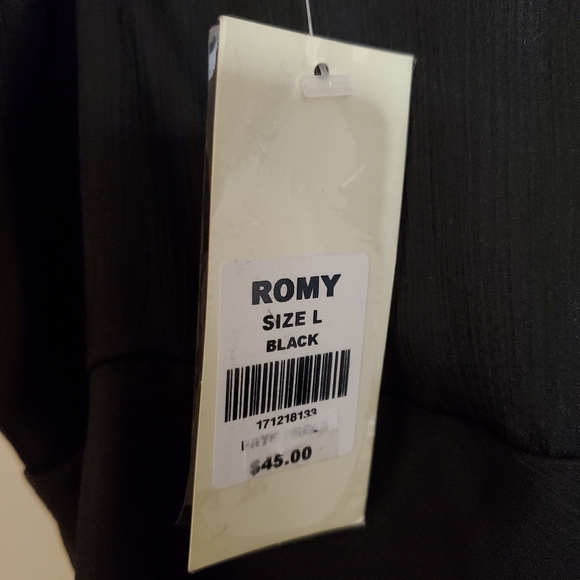 Romy womens dress large black chiffon gold beads cocktail party prom NWT - Picture 5 of 5